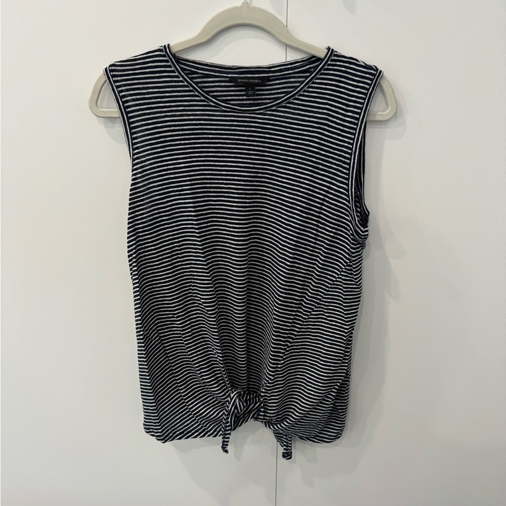 Striped Black and White Sleeveless Top